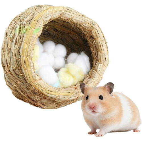 Woven Grass Hamster House – Breathable Nest for Small Pets 1