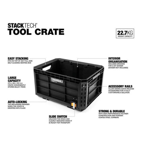 Caixa - TOUGHBUILT - TB-B1-X-50-BEA - Capacidade máxima - Compatível com StackTech - Fechamento automático 1