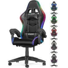 Ergonomic Gaming Chair with LED Lights for Adults (With Led Light, Black)