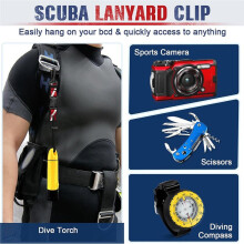 2-Pack Scuba Diving Lanyard Clips, Quick Release Buckle Anti-Lost Strap for Dive Light & Underwater Camera