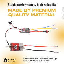 RC Brushed Motor, 550 High Torsion Low Noise Motor 65T-4500rpm 3.17mm D Daxis with 60A Brushed ESC for RC Car