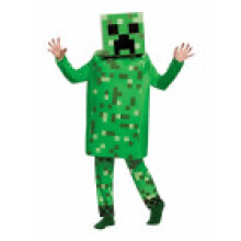 (L (Height: 125-135cm), New Creeper) NEW Kids Minecraft Halloween Cosplay Costume Jumpsuit Fancy Dress Party Outfit