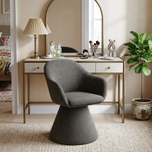 (Charcoal Grey) Swivel Dining Chair, 360 Padded Upholstered Armchair with Cozy Cocoon Design