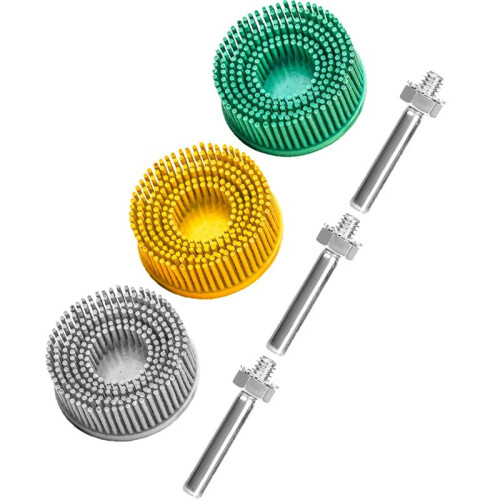 Disco de Lixa de 2 Polegadas para Esmerilhadeira, Escovas Abrasivas de Grãos 50, 80 e 120 com Haste de 1/4" para Limpeza de Metal