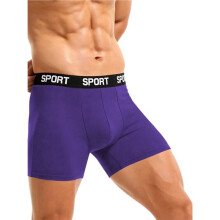 Boxers Esportivos de Perna Longa com Cintura de Letras para Homens M302 Roxo S