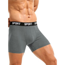 Boxers Esportivos de Perna Longa com Cintura de Letras para Homens M302 Cinza M