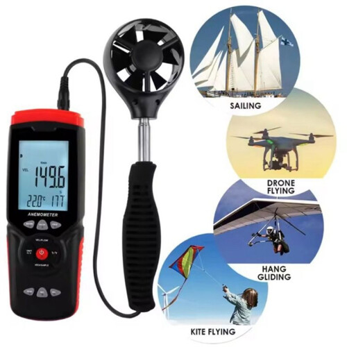 Weather Station Digital Anemometer Air Volume Tester Wind Temperature Direction Wind Speed Meter Force Level Measuring 1