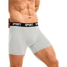 Boxers Esportivos de Perna Longa com Cintura de Letras para Homens M302 Caqui L