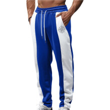 Calças Atletas Retas com Listras Laterais em Bloco de Cores para Homens Azul Royal XL