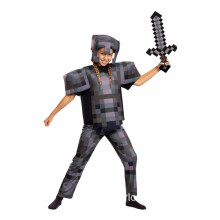 (XL (Height: 135-145cm), Alloy Armor) NEW Kids Minecraft Halloween Cosplay Costume Jumpsuit Fancy Dress Party Outfit