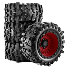4PCS Off-Road Tires Wheels for 1/14 1/16 for Summit E-Revo Arrma Kraton 3S MJX for Upgrade Red-Black