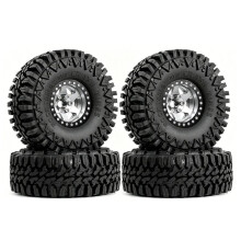 4PCS 1.9" Metal RC Crawler Beadlock Wheel Tires for 1/10 TRX4 TRX6 Axial SCX10 D90 D110 YK Upgrade Parts Silver
