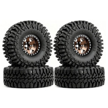 4PCS 1.9" Metal RC Crawler Beadlock Wheel Tires for 1/10 TRX4 TRX6 Axial SCX10 D90 D110 YK Upgrade Parts Brown
