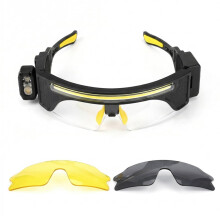 Okulary LED z Akumulatorowym Reflektorem, Gogle z Czujnikiem Ruchu i Dotykowym Sterowaniem, 8 Trybów USB-C Flash Glasses