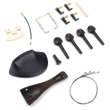 4/4 Full Size Violin Accessories Kit Bridge, Tailpiece, Tuning Pegs, Tunners, Endpin, Tailgut, String and Chin Rest