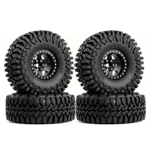 4PCS 1.9" Metal RC Crawler Beadlock Wheel Tires for 1/10 TRX4 TRX6 Axial SCX10 D90 D110 YK Upgrade Parts Black