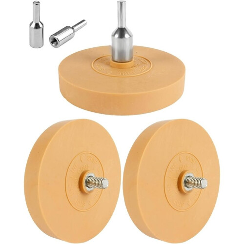 Kit com 3 Rodas de Toffee, Removedor de Adesivo de Emblema de 3,5 Polegadas, Rodas de Borracha Caramelo com Adaptadores para Carro