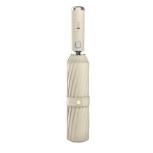 Auto Folding Umbrella for Rain and Sun with Rechargeable Fan UV Protection Cooling Portable for Summer Outdoors Beige