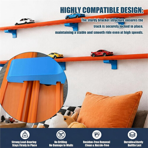 Compatible Wall Track Mount Kit Space-Saving Wall Mounts for Race Tracks Compatible with Single and Double  Tracks