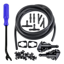 Windschutzscheibenwaschschlauch-Kit 22 Teile Set, 4M Waschflüssigkeitsschlauch, 6 Stück Schlauchverbinder, 2 Ventilatoren-Düsen, Verbinden Sie die
