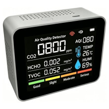 10 i 1 Luftkvalitetsmonitor CO2 Mätare CO2 TVOC HCHO PM2.5 PM1.0 PM10 Rök Temperatur Fuktighetsdetektor Vit
