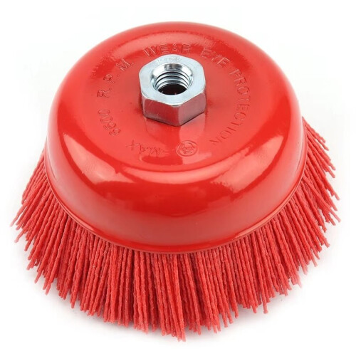 Escova de Nylon de 5 Polegadas (125 mm) com Disco Abrasivo M14 para Polimento e Rebarbação de Metal, Madeira e Vidro.