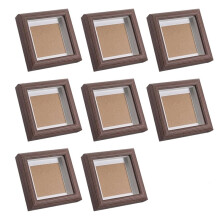 8PCS Small Shadow Box Frame 4'' Solid Wood Display Cases, Walnut Display Frames for Keepsakes