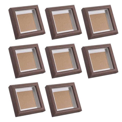 8PCS Small Shadow Box Frame 4'' Solid Wood Display Cases, Walnut  Display Frames for Keepsakes