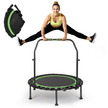 Misvayli Foldable Rebounder Trampoline, 92cm Mini Fitness Trampoline with 5-Level Handle, Bungee Exercise Trampoline for Home Gym up to 150kg