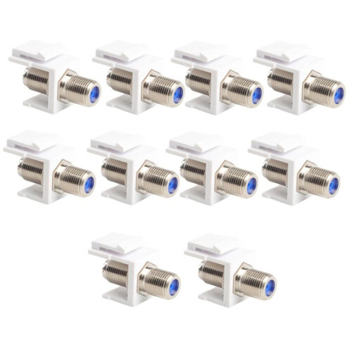 10PCS Coax  Jack Insert,F-Type RG6 Cable Extender Female to Female for Wall Plate and Patch Panel