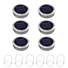 6PCS Solar Masons Jar Lights 30 LED Waterproof Fairy Firefly Jar Lid String Lights with Hangers for Outdoor Garden Decor
