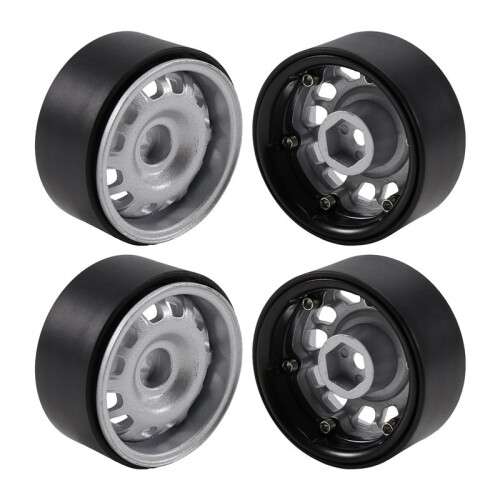 4 Peças de Rodas Beadlock Universais de Liga de Alumínio com 12 Furos Grandes e 1,9 Polegadas para Carros RC Crawler 1/10