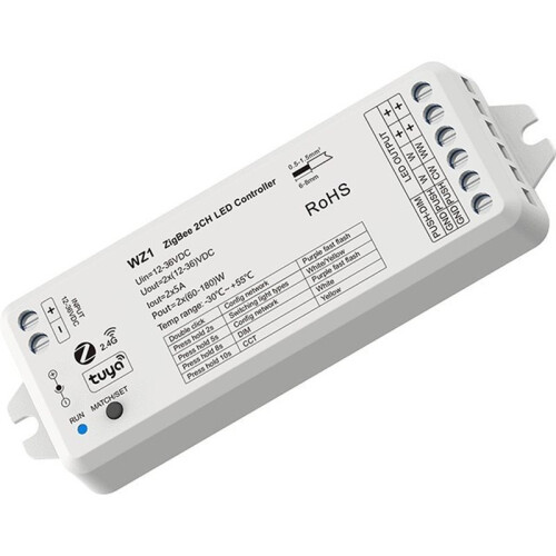 2 Channels for Single Color CCT LED Strip LED Controller WZ1 ZigBee 3.0 & RF 2 CH12-36V Cloud Wireless Remote Control