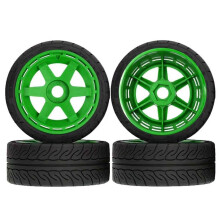 RC Rubber Tires Wheels 110x42mm Hex Adapter RC Replacement Parts for 1/7 1/8 WRC Rally FSR KKPIT MJX ZD RC Car Green