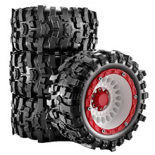 4PCS Off-Road Tires Wheels for 1/14 1/16 for Summit E-Revo Arrma Kraton 3S MJX for Upgrade White-Red