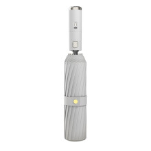 Auto Folding Umbrella for Rain and Sun with Rechargeable Fan UV Protection Cooling Portable for Summer Outdoors Gray