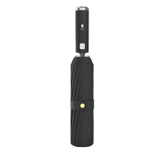 Auto Folding Umbrella for Rain and Sun with Rechargeable Fan UV Protection Cooling Portable for Summer Outdoors Black