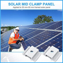12 Stuks Middenklemmen voor Zonnepanelen, Fotovoltaïsche Paneelbeugels, Aluminium Zonneclips voor Bevestiging aan Frames van 35-50 mm