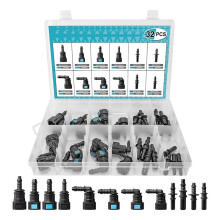 32PCS Fuel Quick Connect Assortment Kit,12 Sizes Fuel Repair Kit,Straight Elbow Pipe SAE 9.89&9.49&7.89mm