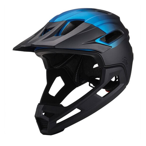 VTT - Intégral, Anti-Choc avec Support de Menton Détachable, Ajustement Réglable, Visibilité Améliorée, Bleu