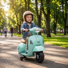 (Green) HOMCOM Kids Electric Ride On Motorbike Vespa Licensed 6V Toys for 18-36 Months