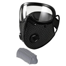 Herbruikbaar Stofmasker met Goggles 5-Laags Filtratie en 10 Vervangbare Filters voor Houtbewerking, Constructie, Fietsen A