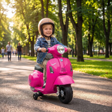 (Pink) HOMCOM Kids Electric Ride On Motorbike Vespa Licensed 6V Toys for 18-36 Months