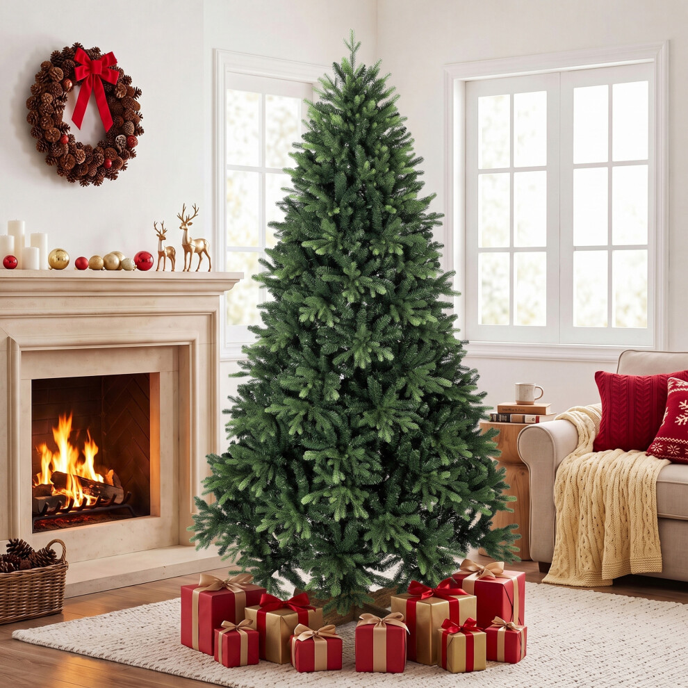 Homcom Green Artificial Christmas Tree, Hinged Xmas Tree With 3834 Pe & Pvc Branch Tips, 7Ft, - Image 7