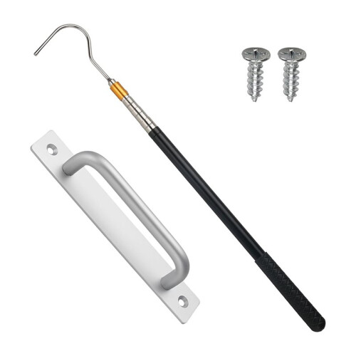 Adjustable Attic Pull-Down Hook Kit with Telescopic Rod and Door Handle for Ladder and Stairs