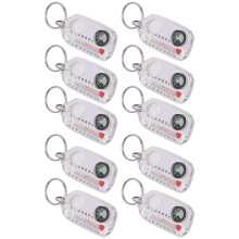 10 Pcs White Compass Thermometer Keychains,  Navigation Tools with Temperature Gauge for Hiking Camping