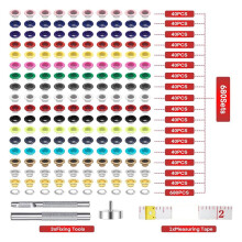 Metal Eyelets Grommets Kit 680Pcs in 17 Colors with Installation Tools Air Vent Clip Installation Tool for DIY Crafts