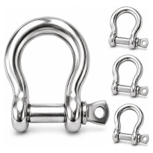 Manilles en D de 1/2 Po, Manilles à Chape en Acier Inoxydable 304 pour Chaîne et Ligne D'Ancre de Bateau, Manilles Antirouille (4 Pièces)