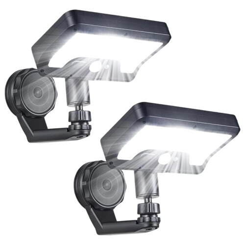 2PCS Solar Motion Sensor Light, 2-in-1 Magnetic & Adhesive Mount, 3 Modes, IP65 Waterproof, Adjustable Angle