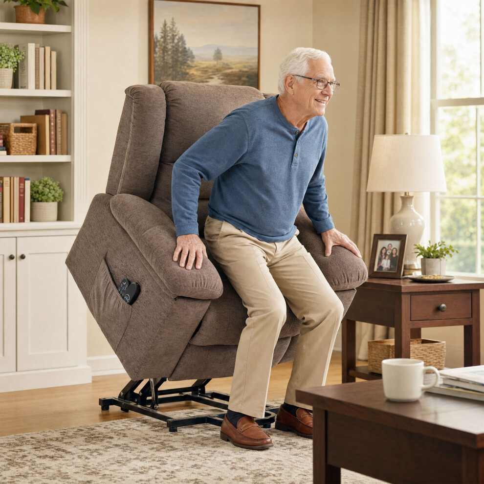Homcom Brown Oversized Riser Recliner Chair With Vibration Massage And Heat - Image 5